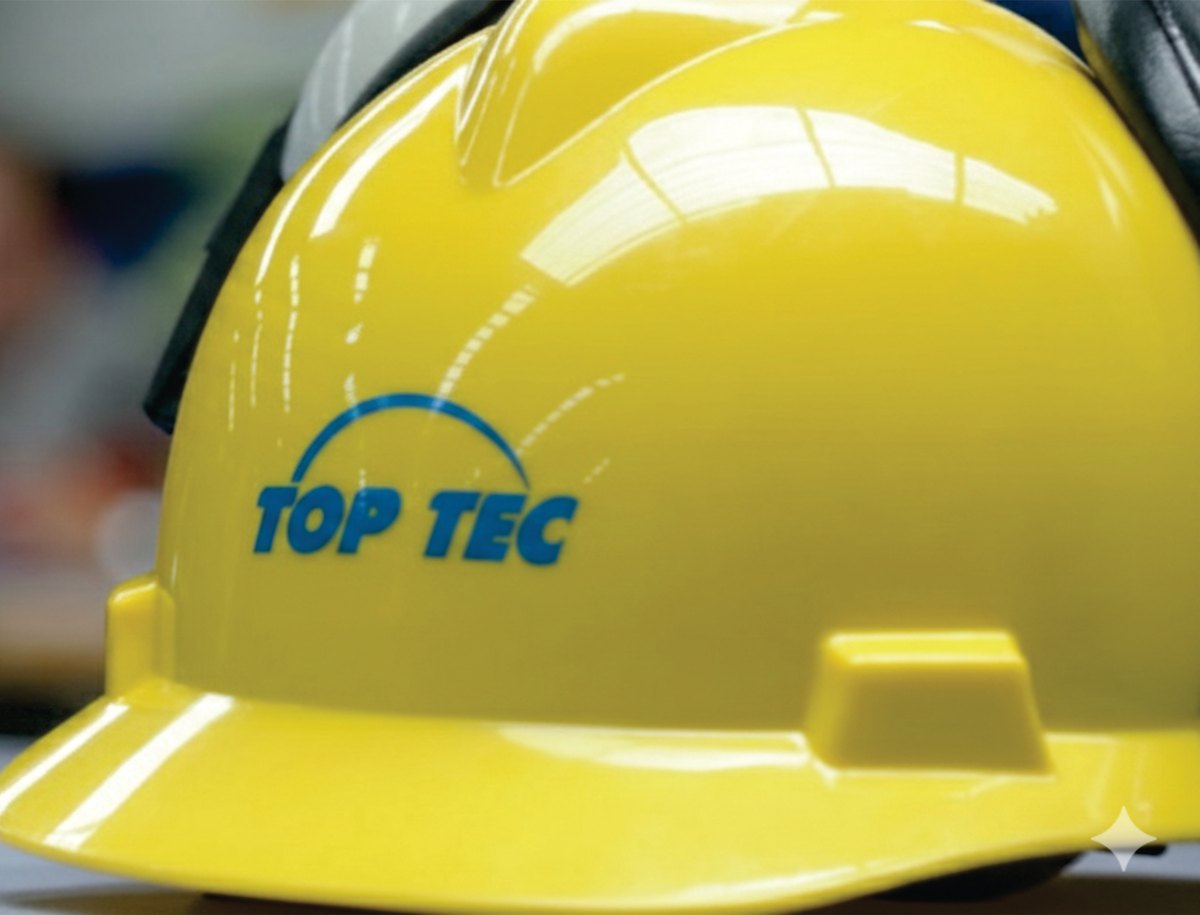Capacete de segurança com a marca TOP TEC